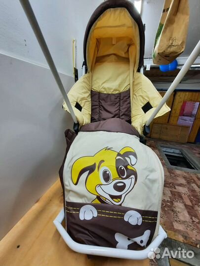 Санки-коляска тяни-толкай Любопытный щенок