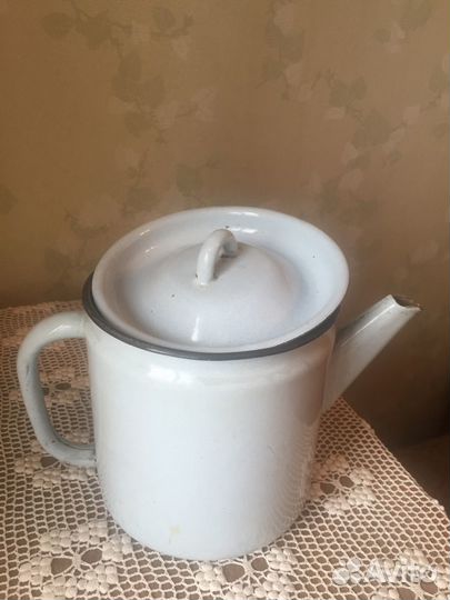 Кофейник голубой эмалированный СССР 1980 годы