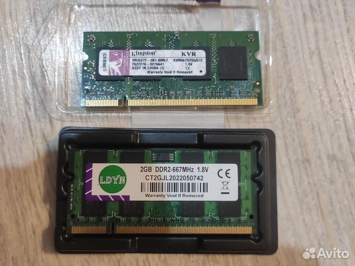 Оперативная память ddr2 для ноутбука 2гб+500 mb