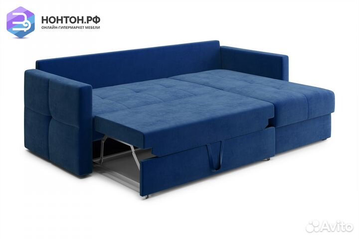 Диван угловой дельфин Вита темно-синий