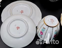 Кофейный фарфоровый сервиз Пионы лфз. 6 пер. 22 п