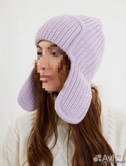 Шапка ушанка женская вязаная