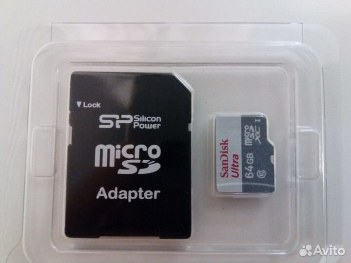 Карта памяти microsdxc sandisk 64 гб + Adapter SP