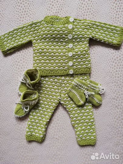 Вязаный костюм из мериноса на 6-9 мес
