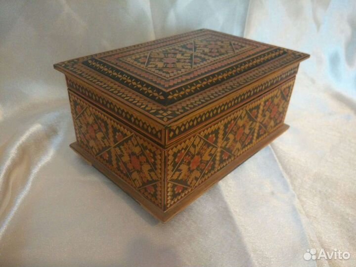 Шкатулка СССР инкрустация соломкой