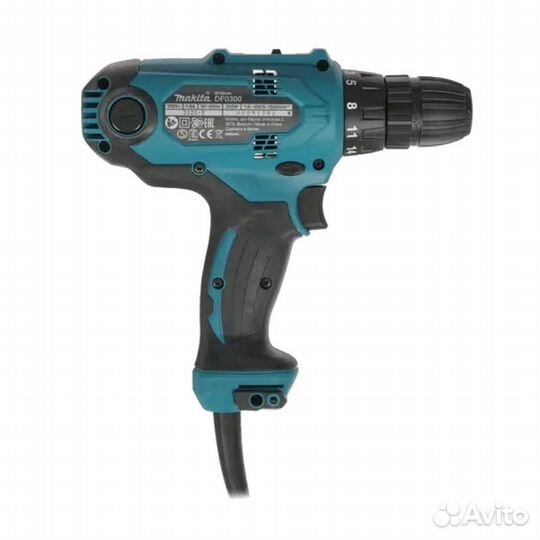 Сетевая дрель-шуруповерт Makita DF0300X3+набор бит