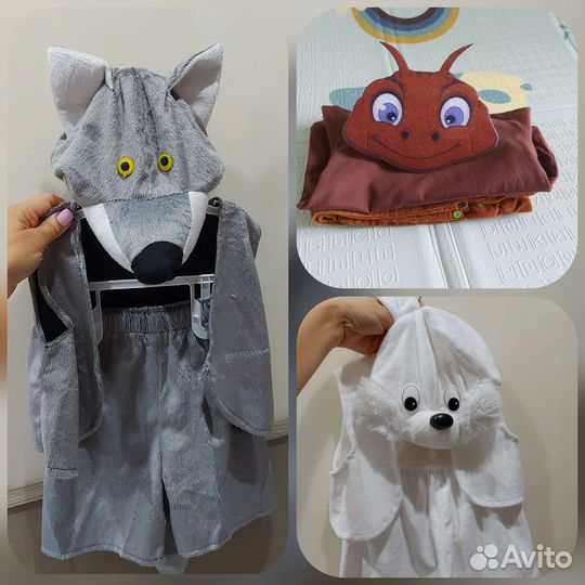 Костюм зайчика белого, волка серого, муравья