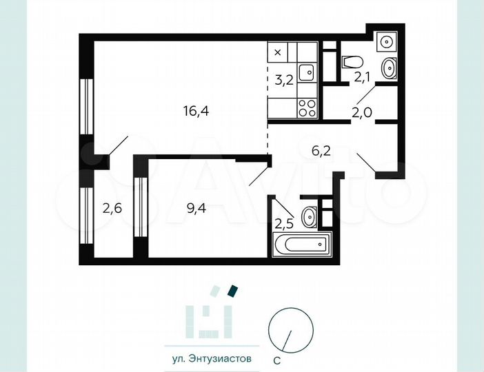 2-к. квартира, 43,1 м², 17/32 эт.