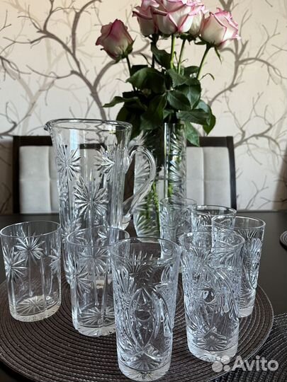 Графин (кувшин) и бокалы хрусталь