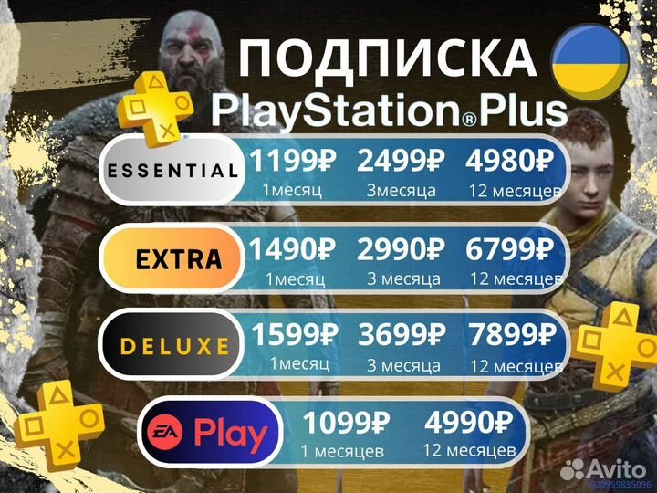 Подписка ps plus Delux на ps4 ps5+EA play (Арт.85368)