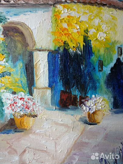 Картина маслом итальянский дворик