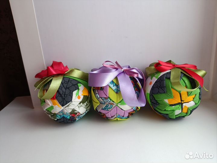 Тканевые елочные игрушки ручной работы пэчворк бу