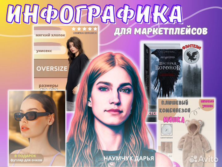 Инфографика для маркетплейсов, дизайн карточек