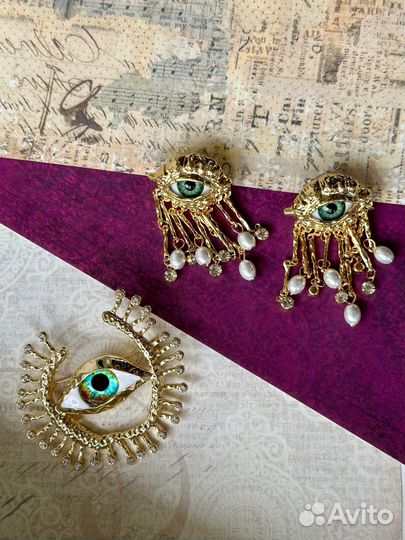 Серьги глаза око в стиле Скиапарели