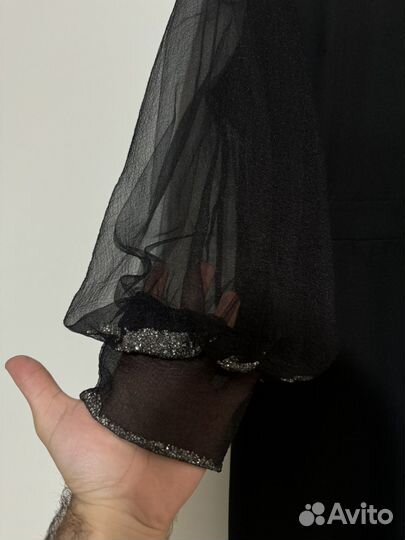 Блестящее черное платье 50-52рр