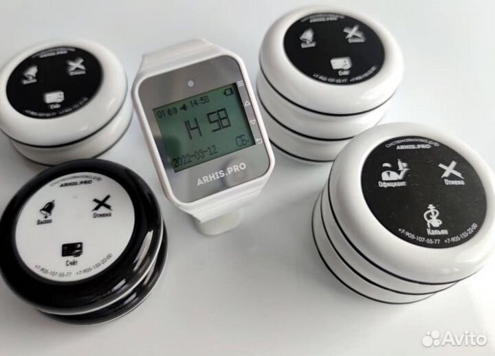 Кнопка вызова персонала-официанта-кальянщика, часы