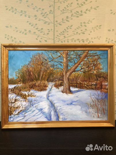 Винтажная живописная картина Февраль Я.Зяблов