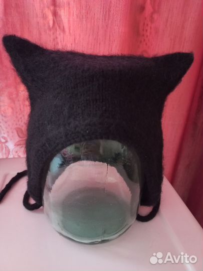 Чепчик вязаный женский с ушками коточепчик