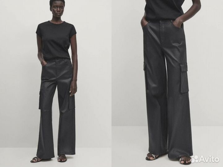 Новые брюки Massimo Dutti 34 карго черные джинсы