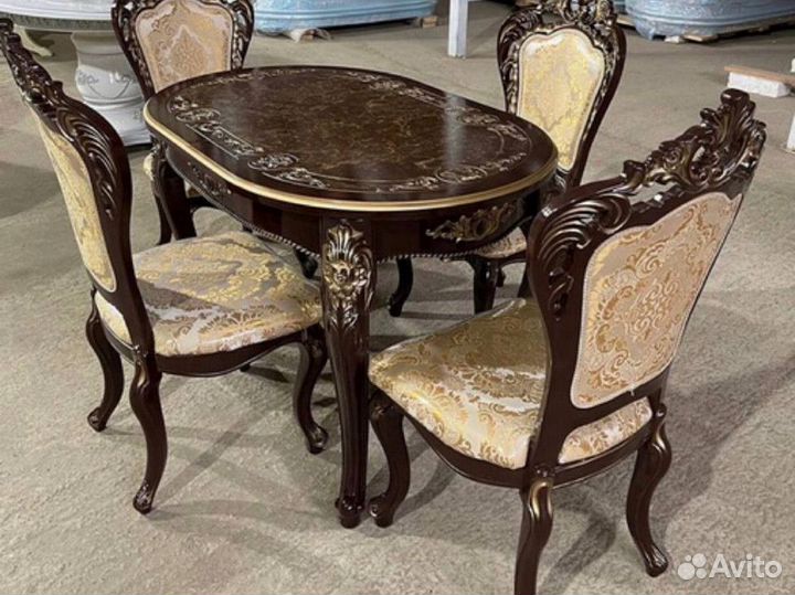 Стол кухонный Голд и стулья / Бесплатная доставка