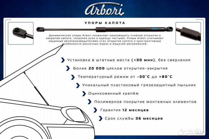 Амортизаторы капота для Volkswagen Jetta 2010-2015