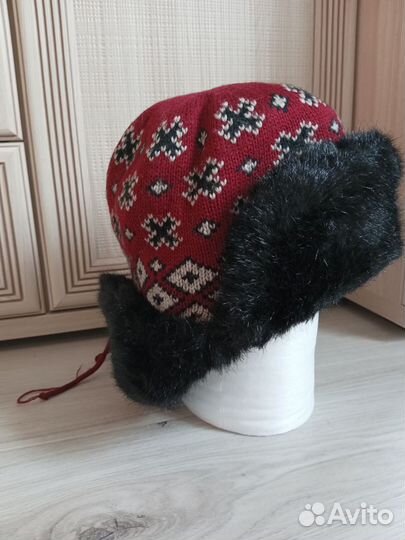 Шапка ушанка женская вязаная