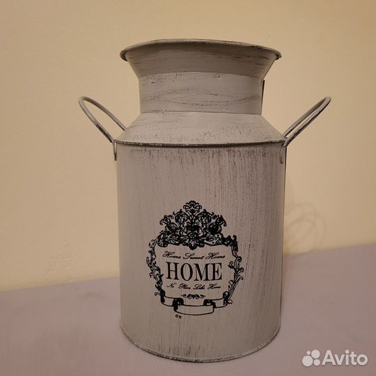 Кашпо-бидон Home 21х12см металл серое