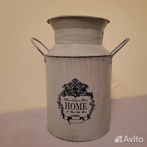 Кашпо-бидон Home 21х12см металл серое