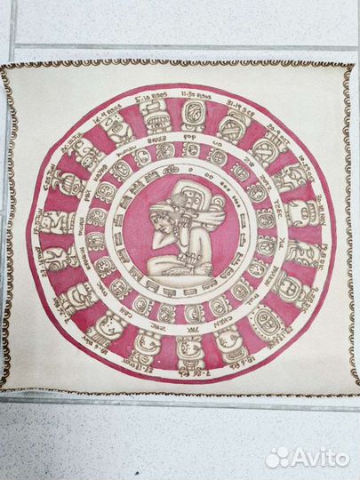 Солнечный календарь Майя, квадрат из кожи, размер