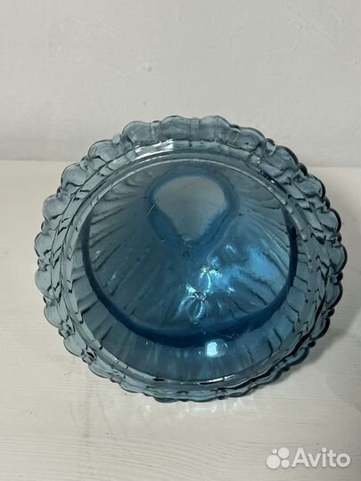 Лампа керосиновая старинная, голубое стекло