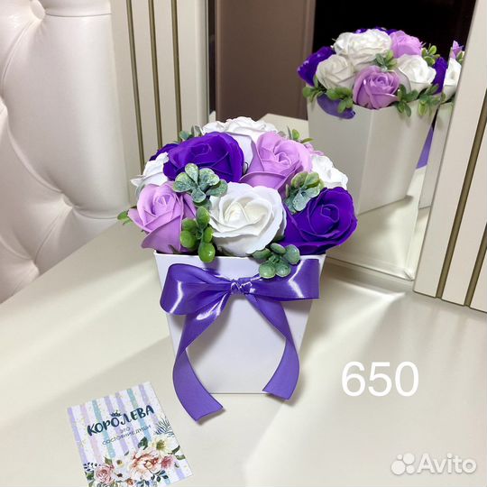 Букет из 11 мыльных цветов, разные расцветки