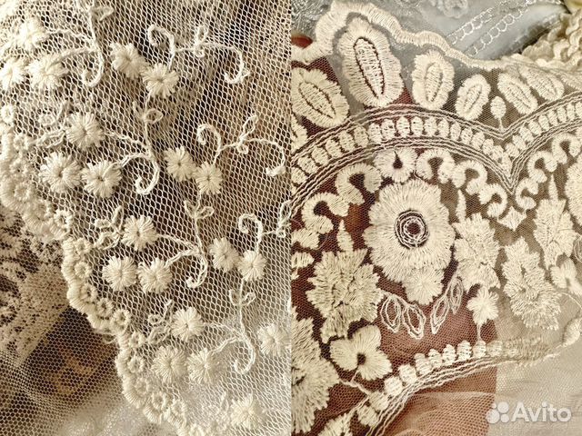 Кружево нежное мягкое вышивка винтаж ретро айвори