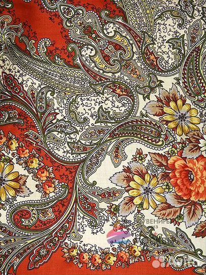 Павловопосадский платок 100 шерсть большой