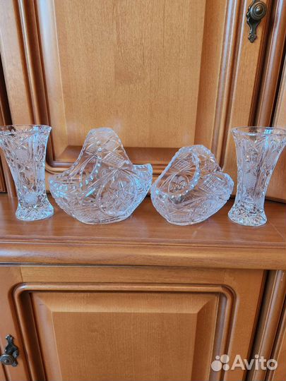 Ваза хрустальная СССР корзинки