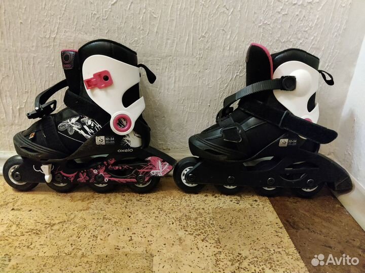 Роликовые коньки, шлем и защита р32-34 Oxelo