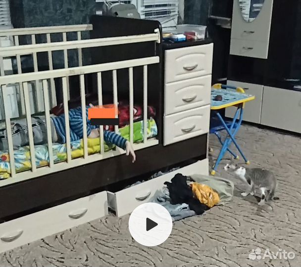 Детская кроватка трансформер с маятником