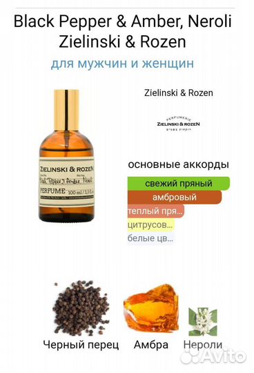 Масляные духи Zielinsky&Rozen на разлив