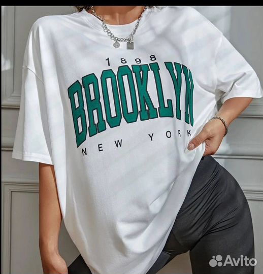Футболка женская оверсайз brooklyn трендовая
