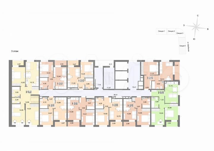 2-к. квартира, 56,1 м², 1/23 эт.