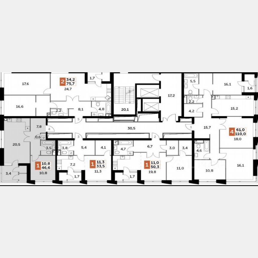 2-к. квартира, 46,6 м², 18/43 эт.