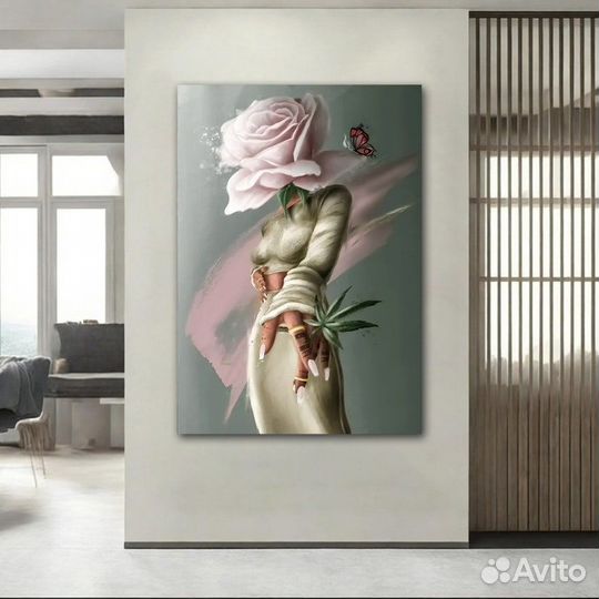 Картина маслом девушка с цветком Сюрреализм