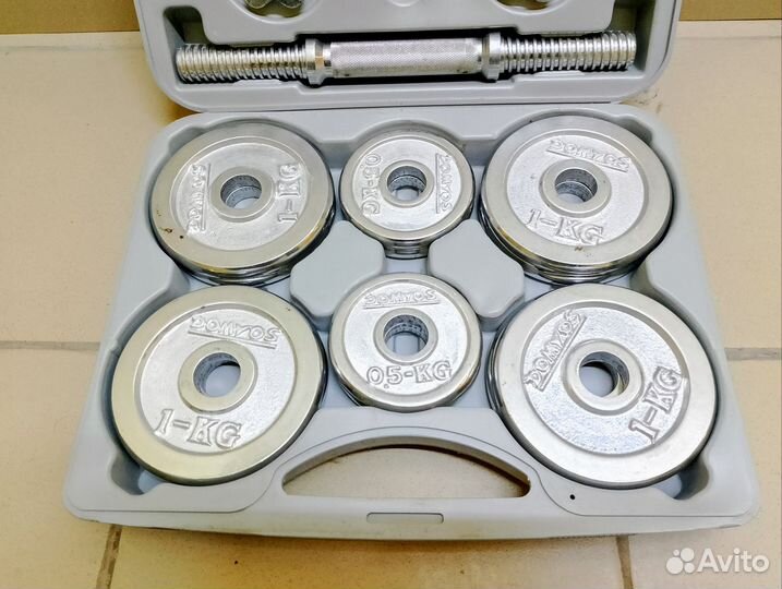 Гантели разборные 14 кг Domyos чугунные хром новые