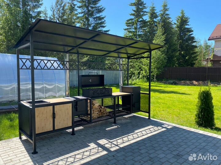 Мангалы Loft с печью и крышей