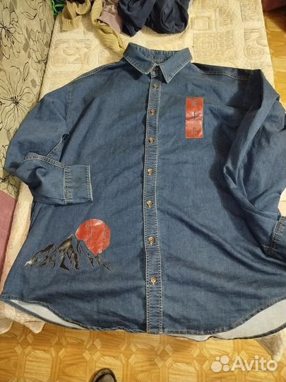 Рубашка джинсовая на очень большого человека 6XL