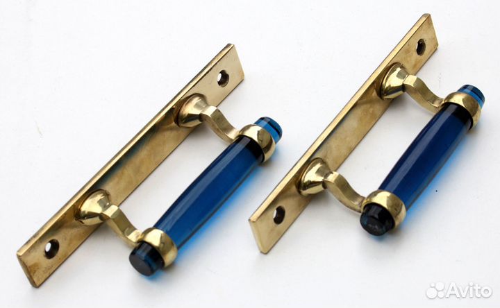 Ручки бронзовые Братья Бодровы Тула синее стекло