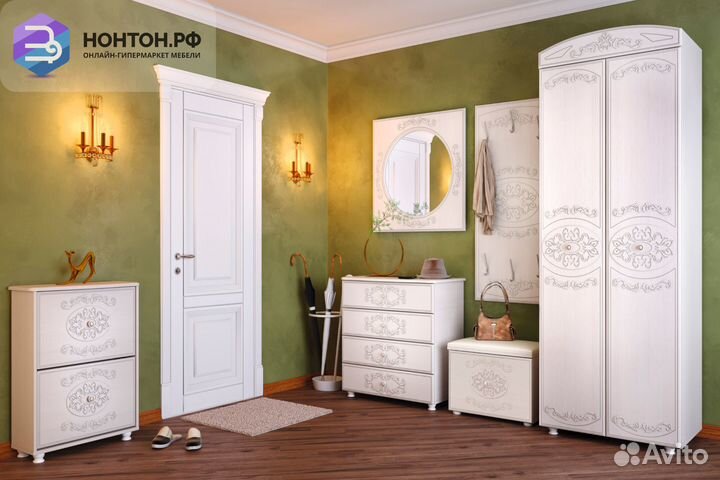 Прихожая Каролина вудлайн кремовый / сандал белый