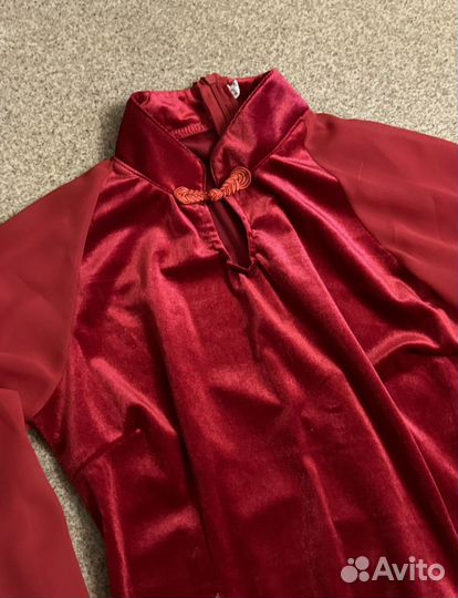 Платье ципао красное (бордовое) мини