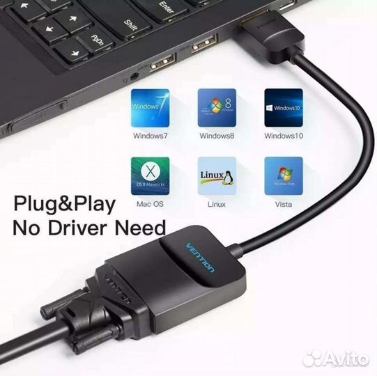 Переходник Vention hdmi-VGA 1080P HD
