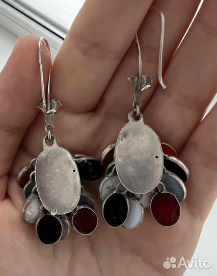 Серебряный комплект винтаж,Кулон серьги с бирюзой