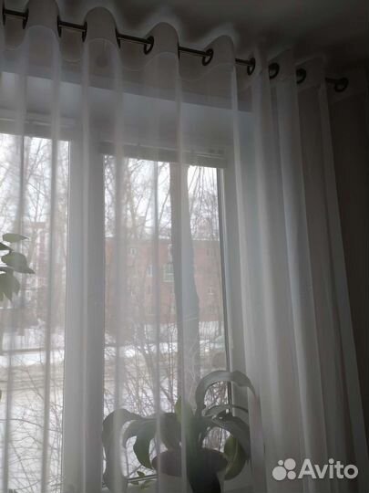 Шторы тюль для кухни на люверсах